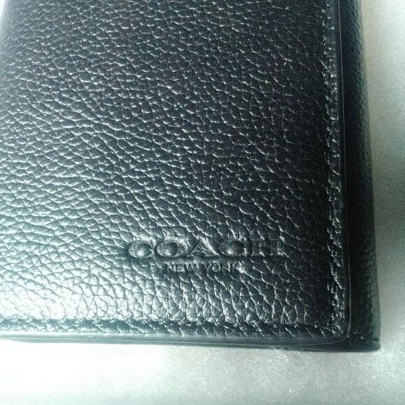 Coach New York Tri-Fold Black Leather Men's Wallet - Picture 1 of 7